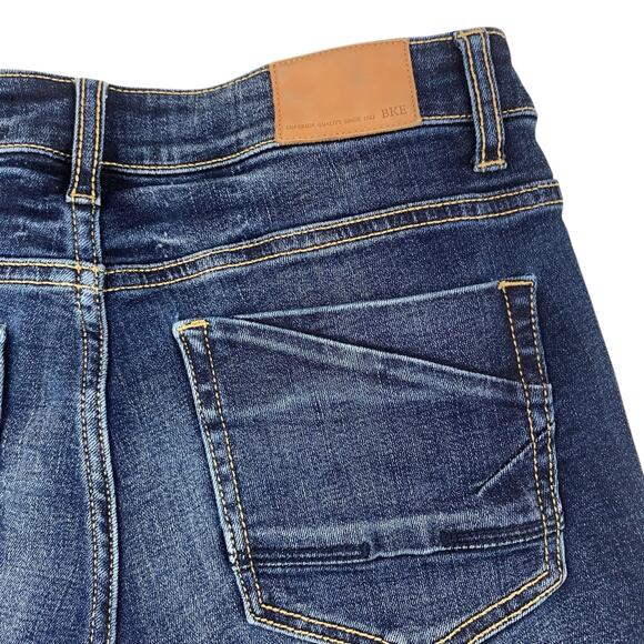 BKE Payton Jean Shorts Stretch Dark Wash Denim Blue Frayed Hem Women's 25 - Picture 5 of 9